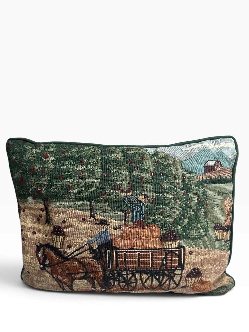 Vintage The Olde Greensborough Craft Company tapestry throw pillow Fall Pumpkin